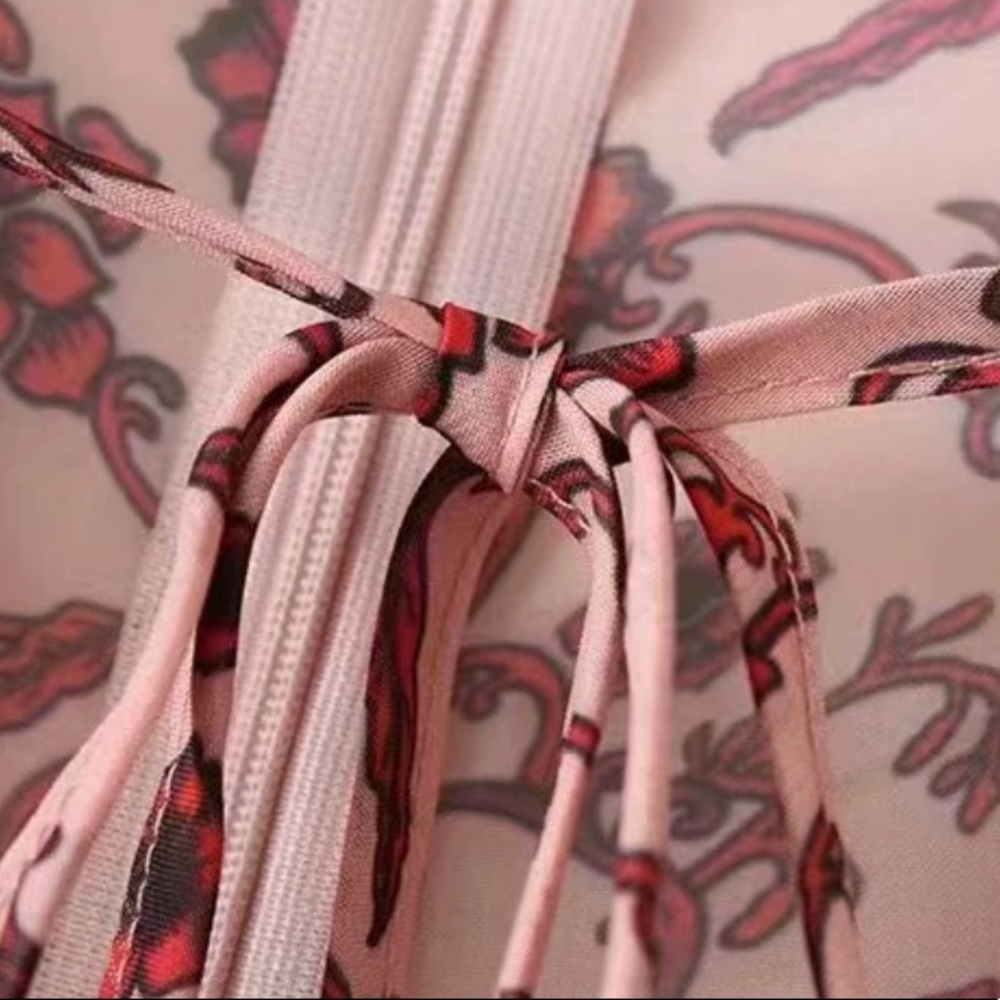 Long Sleeve Boho Floral Gypsy Print Dress Pink - Picture 11 of 14